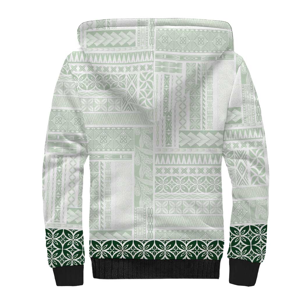 Samoa Siapo Green Trimmed Sherpa Hoodie Samoa White Sunday - Polynesian Pride
