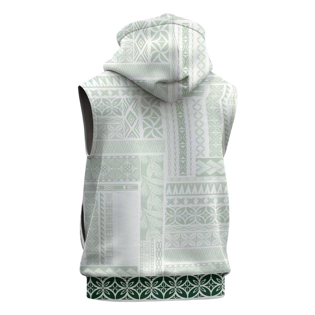 Samoa Siapo Green Trimmed Sleeveless Hoodie Samoa White Sunday - Polynesian Pride