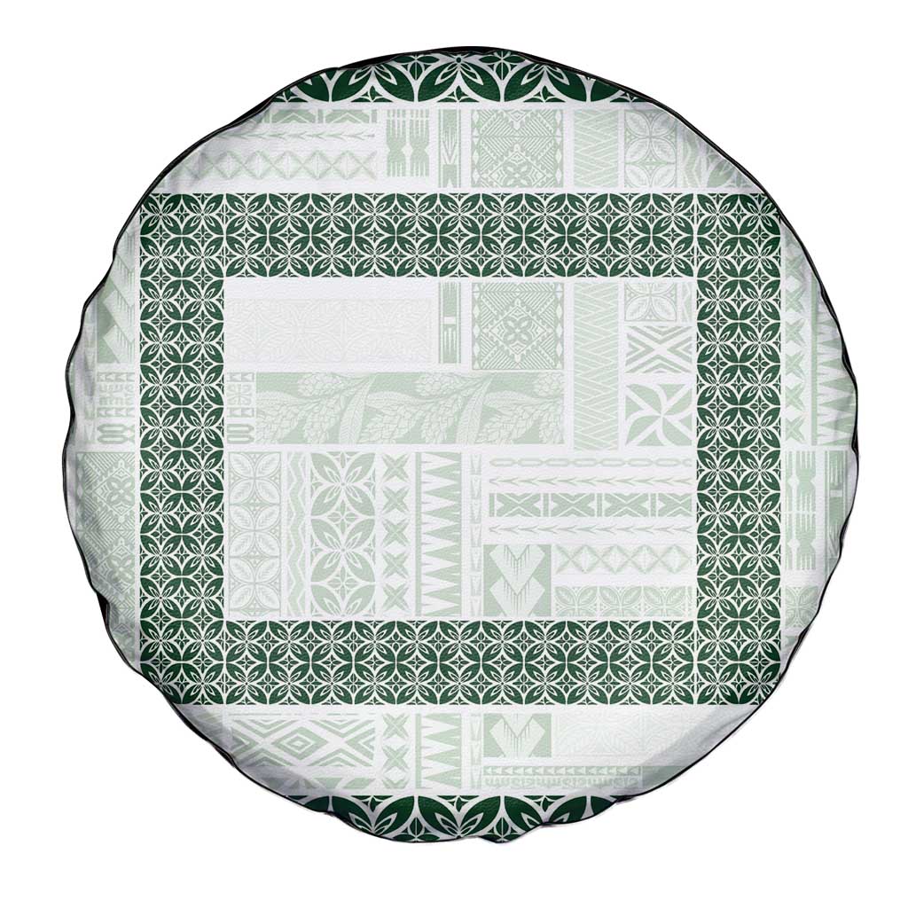 Samoa Siapo Green Trimmed Spare Tire Cover Samoa White Sunday - Polynesian Pride