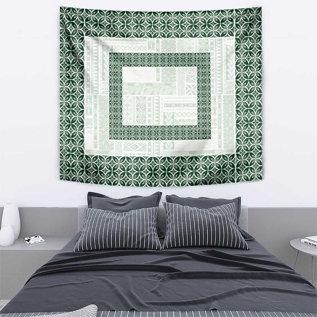 Samoa Siapo Green Trimmed Tapestry Samoa White Sunday - Polynesian Pride