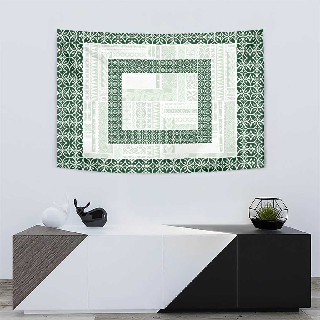 Samoa Siapo Green Trimmed Tapestry Samoa White Sunday - Polynesian Pride