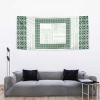 Samoa Siapo Green Trimmed Tapestry Samoa White Sunday - Polynesian Pride