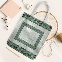 Samoa Siapo Green Trimmed Tote Bag Samoa White Sunday - Polynesian Pride