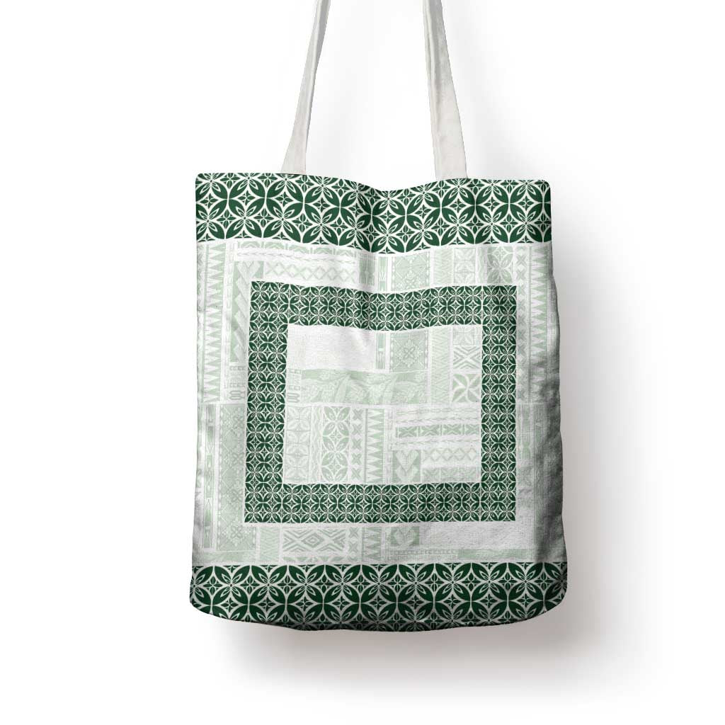 Samoa Siapo Green Trimmed Tote Bag Samoa White Sunday - Polynesian Pride