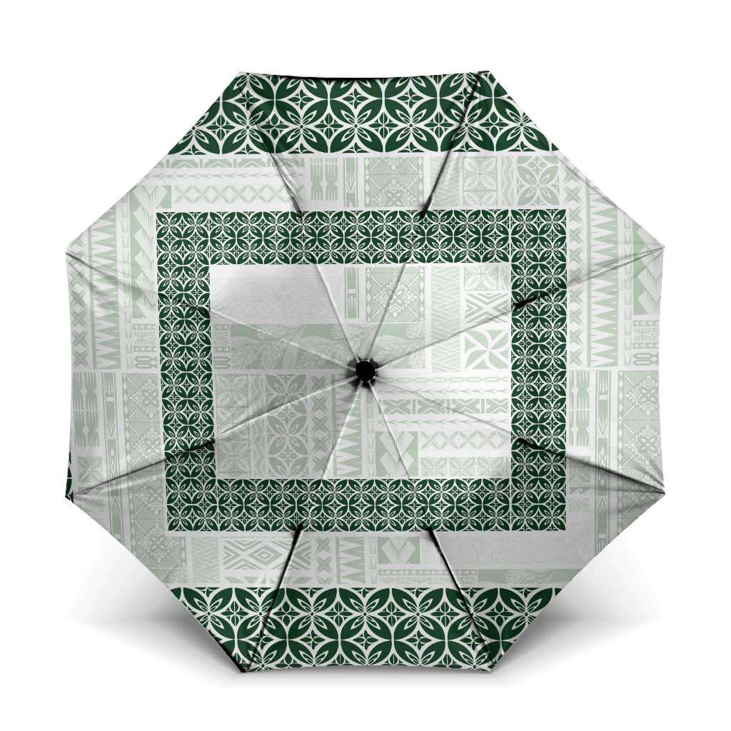 Samoa Siapo Green Trimmed Umbrella Samoa White Sunday - Polynesian Pride