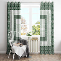 Samoa Siapo Green Trimmed Window Curtain Samoa White Sunday - Polynesian Pride