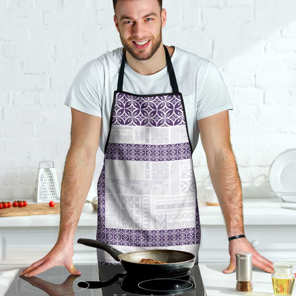 Samoa Siapo Purple Trimmed Apron Samoa White Sunday - Polynesian Pride