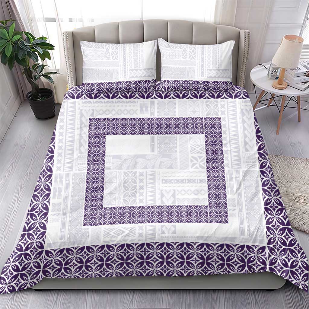 Samoa Siapo Purple Trimmed Bedding Set Samoa White Sunday - Polynesian Pride