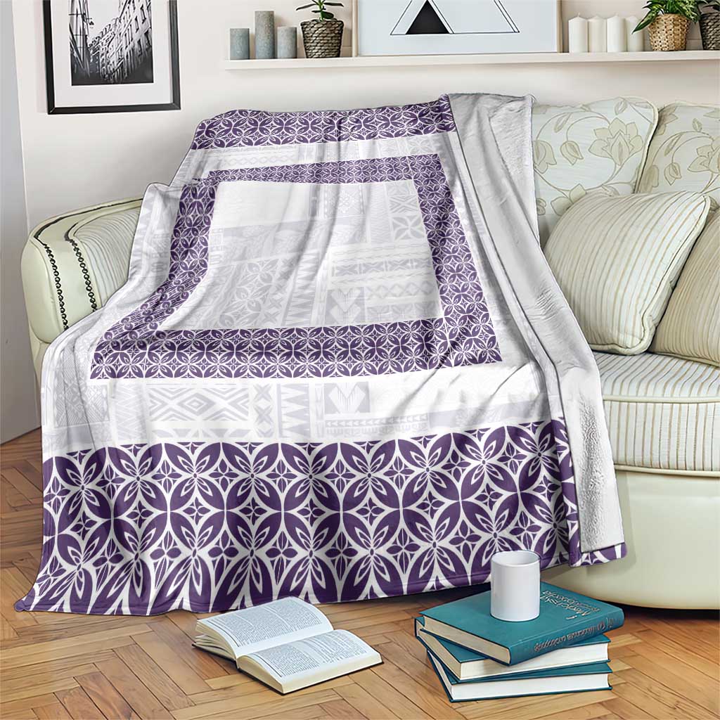 Samoa Siapo Purple Trimmed Blanket Samoa White Sunday - Polynesian Pride