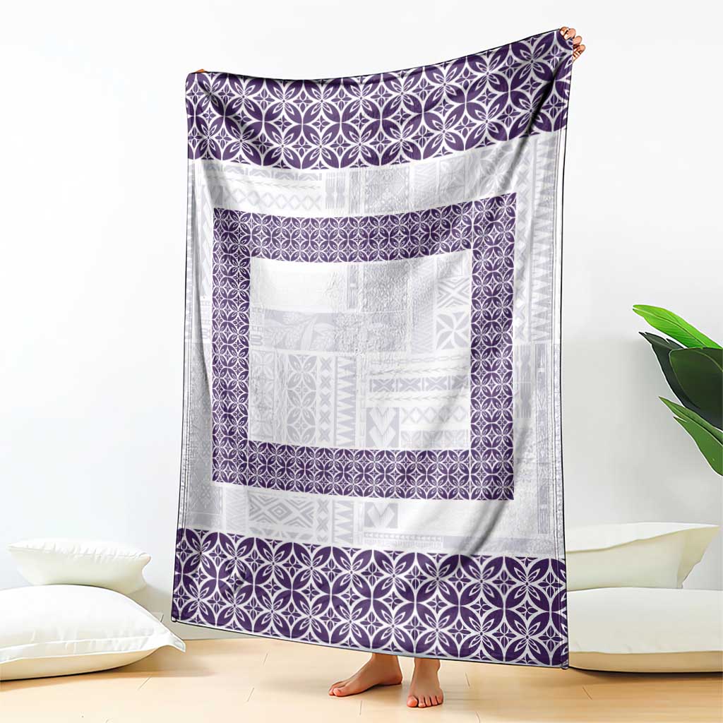Samoa Siapo Purple Trimmed Blanket Samoa White Sunday - Polynesian Pride