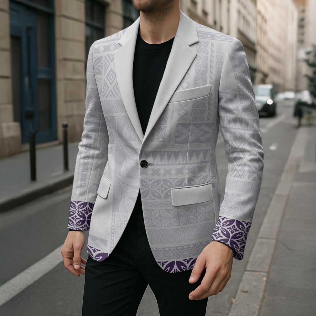 Samoa Siapo Purple Trimmed Blazer Samoa White Sunday - Polynesian Pride