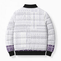Samoa Siapo Purple Trimmed Bomber Puffer Jacket Samoa White Sunday - Polynesian Pride