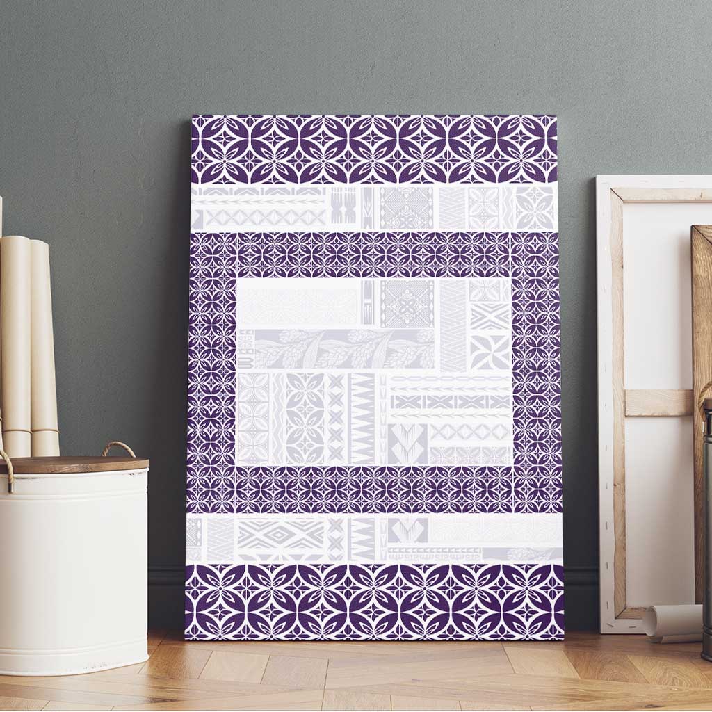 Samoa Siapo Purple Trimmed Canvas Wall Art Samoa White Sunday - Polynesian Pride