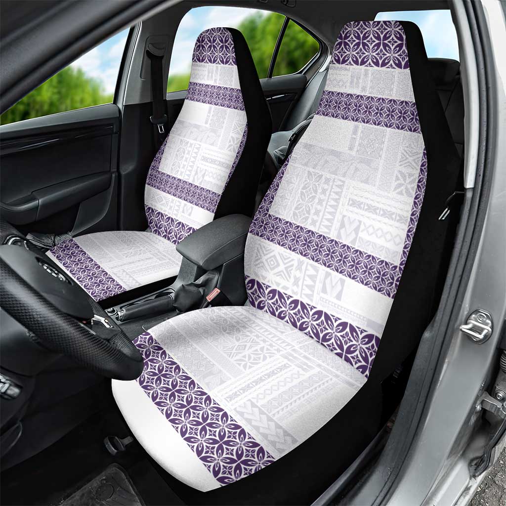 Samoa Siapo Purple Trimmed Car Seat Cover Samoa White Sunday - Polynesian Pride