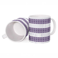 Samoa Siapo Purple Trimmed Ceramic Mug Samoa White Sunday - Polynesian Pride