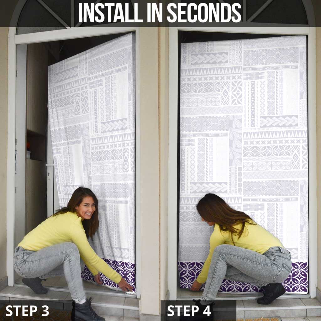 Samoa Siapo Purple Trimmed Door Cover Samoa White Sunday - Polynesian Pride