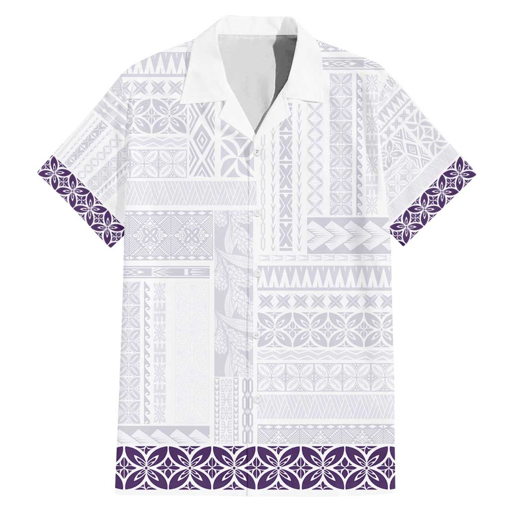 Samoa Siapo Purple Trimmed Family Matching Mermaid Dress and Hawaiian Shirt Samoa White Sunday - Polynesian Pride