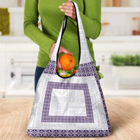 Samoa Siapo Purple Trimmed Grocery Bag Samoa White Sunday - Polynesian Pride