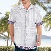 Samoa Siapo Purple Trimmed Hawaiian Shirt Samoa White Sunday - Polynesian Pride