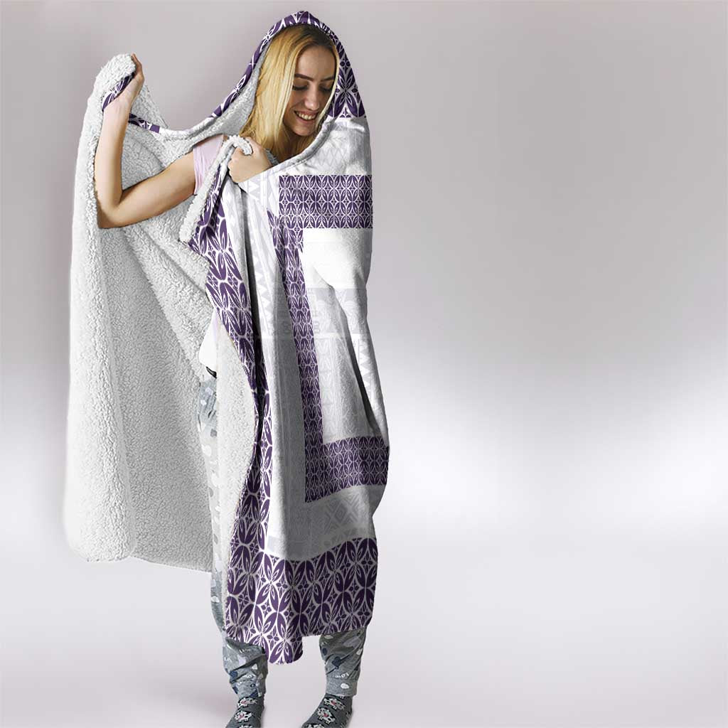 Samoa Siapo Purple Trimmed Hooded Blanket Samoa White Sunday - Polynesian Pride