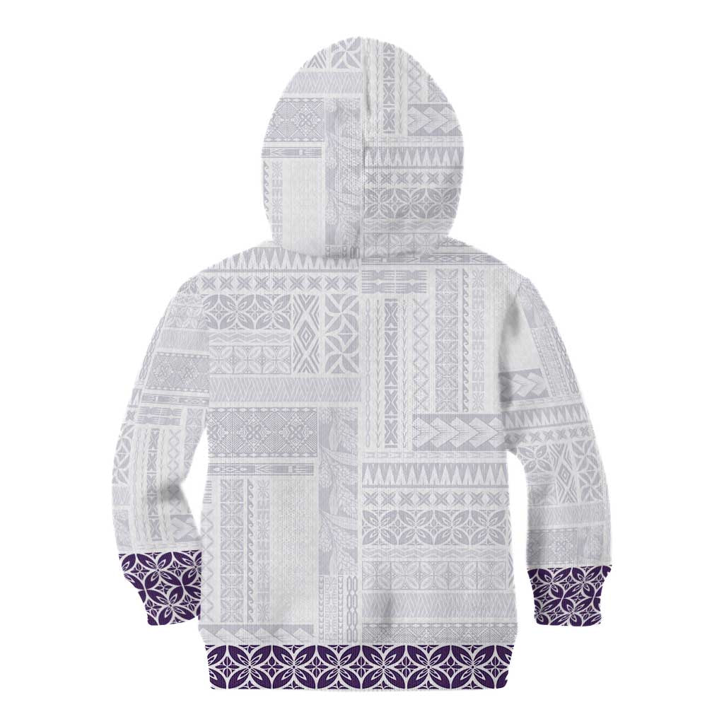 Samoa Siapo Purple Trimmed Kid Hoodie Samoa White Sunday - Polynesian Pride