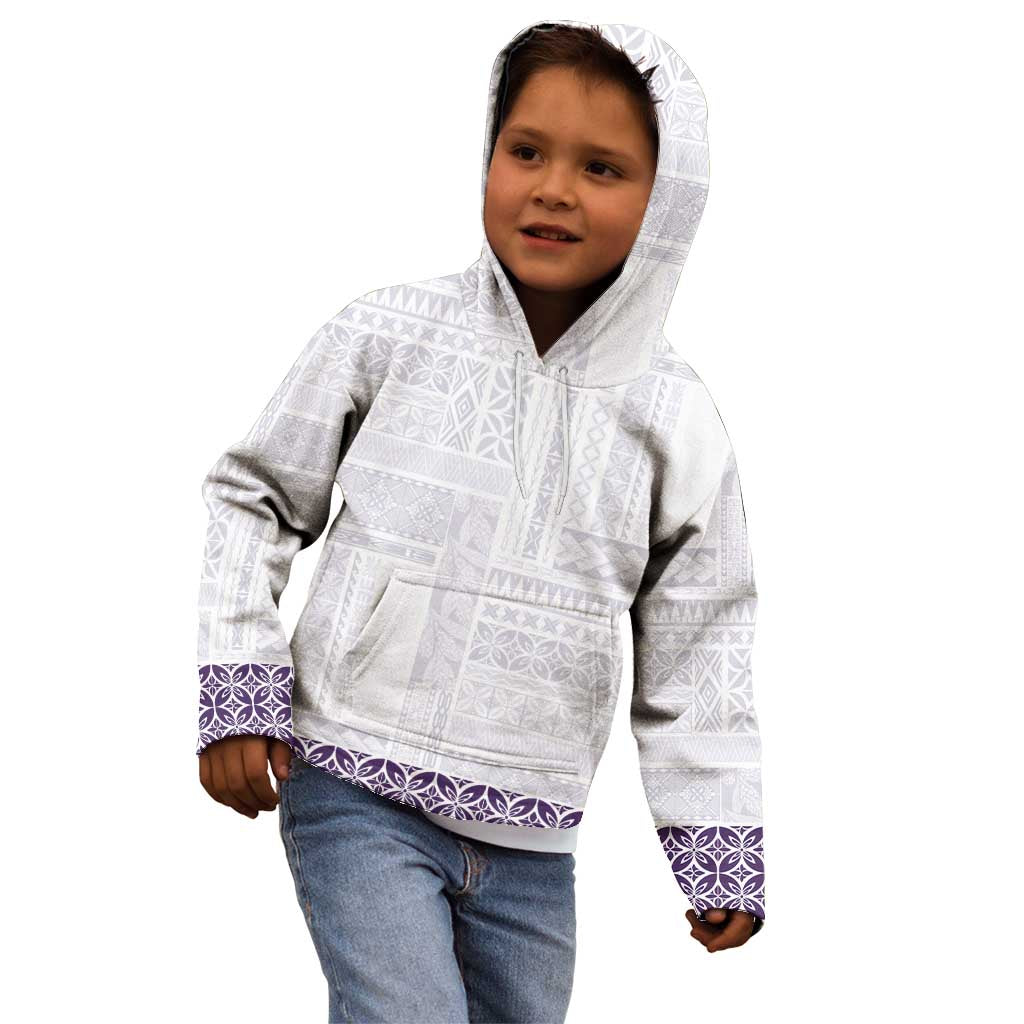 Samoa Siapo Purple Trimmed Kid Hoodie Samoa White Sunday - Polynesian Pride