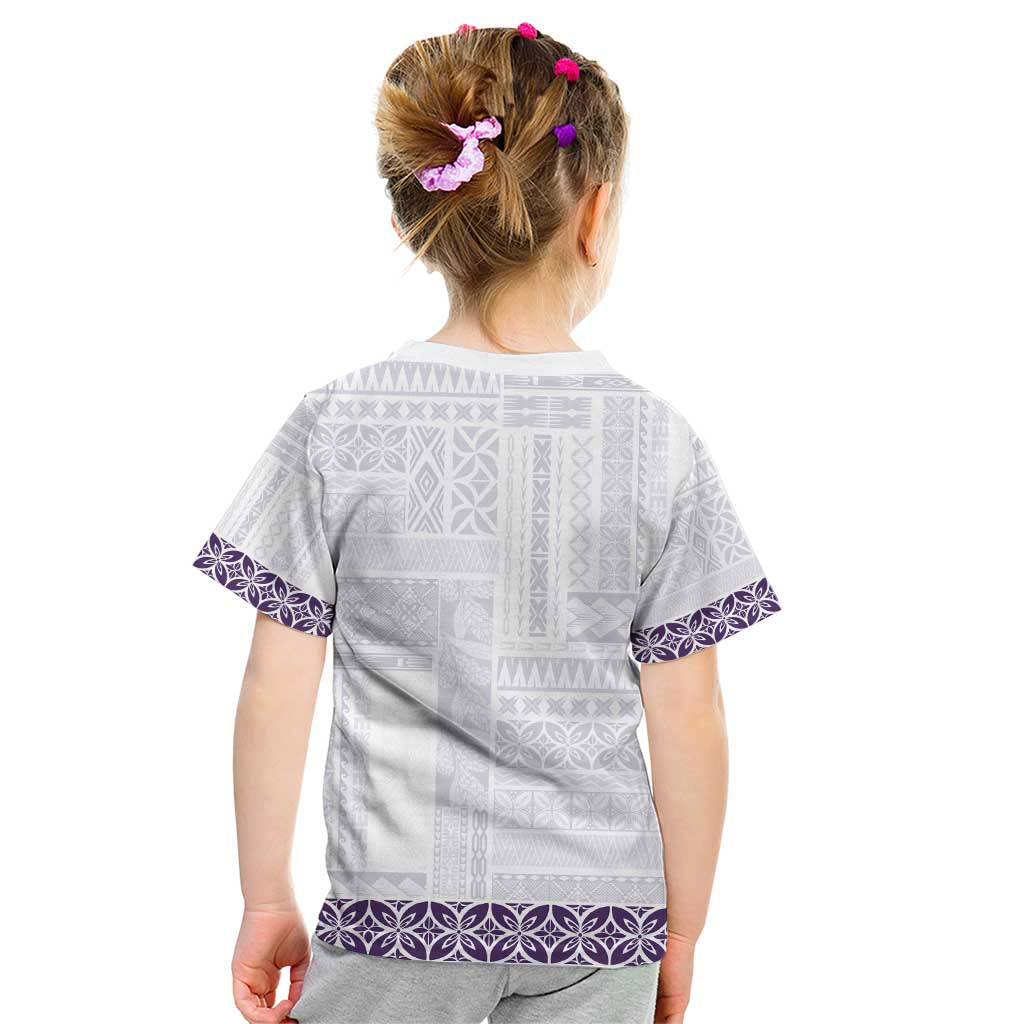 Samoa Siapo Purple Trimmed Kid T Shirt Samoa White Sunday - Polynesian Pride