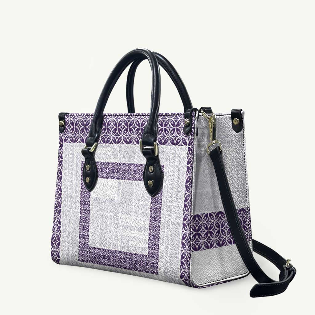 Samoa Siapo Purple Trimmed Leather Bag Samoa White Sunday - Polynesian Pride