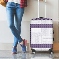 Samoa Siapo Purple Trimmed Luggage Cover Samoa White Sunday - Polynesian Pride