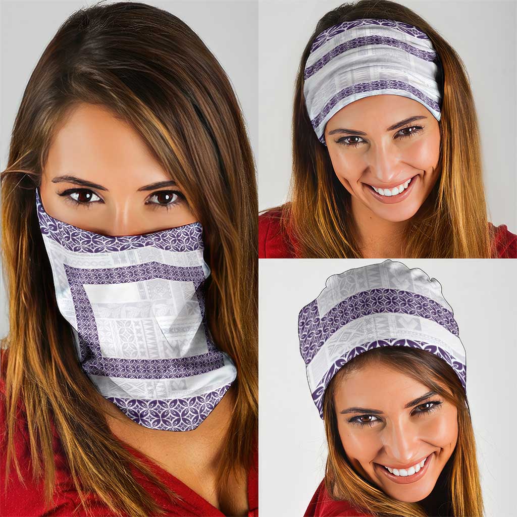 Samoa Siapo Purple Trimmed Neck Gaiter Samoa White Sunday - Polynesian Pride