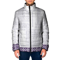 Samoa Siapo Purple Trimmed Padded Jacket Samoa White Sunday - Polynesian Pride