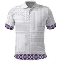Samoa Siapo Purple Trimmed Polo Shirt Samoa White Sunday - Polynesian Pride