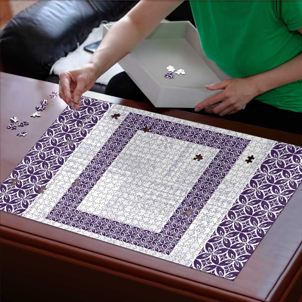 Samoa Siapo Purple Trimmed Puzzle Samoa White Sunday - Polynesian Pride
