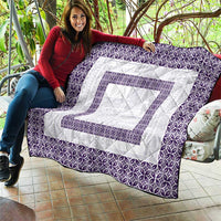 Samoa Siapo Purple Trimmed Quilt Samoa White Sunday - Polynesian Pride