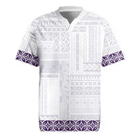 Samoa Siapo Purple Trimmed Rugby Jersey Samoa White Sunday LT01 Purple - Polynesian Pride