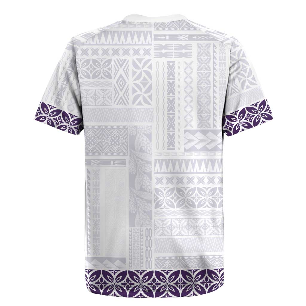 Samoa Siapo Purple Trimmed Rugby Jersey Samoa White Sunday LT01 - Polynesian Pride