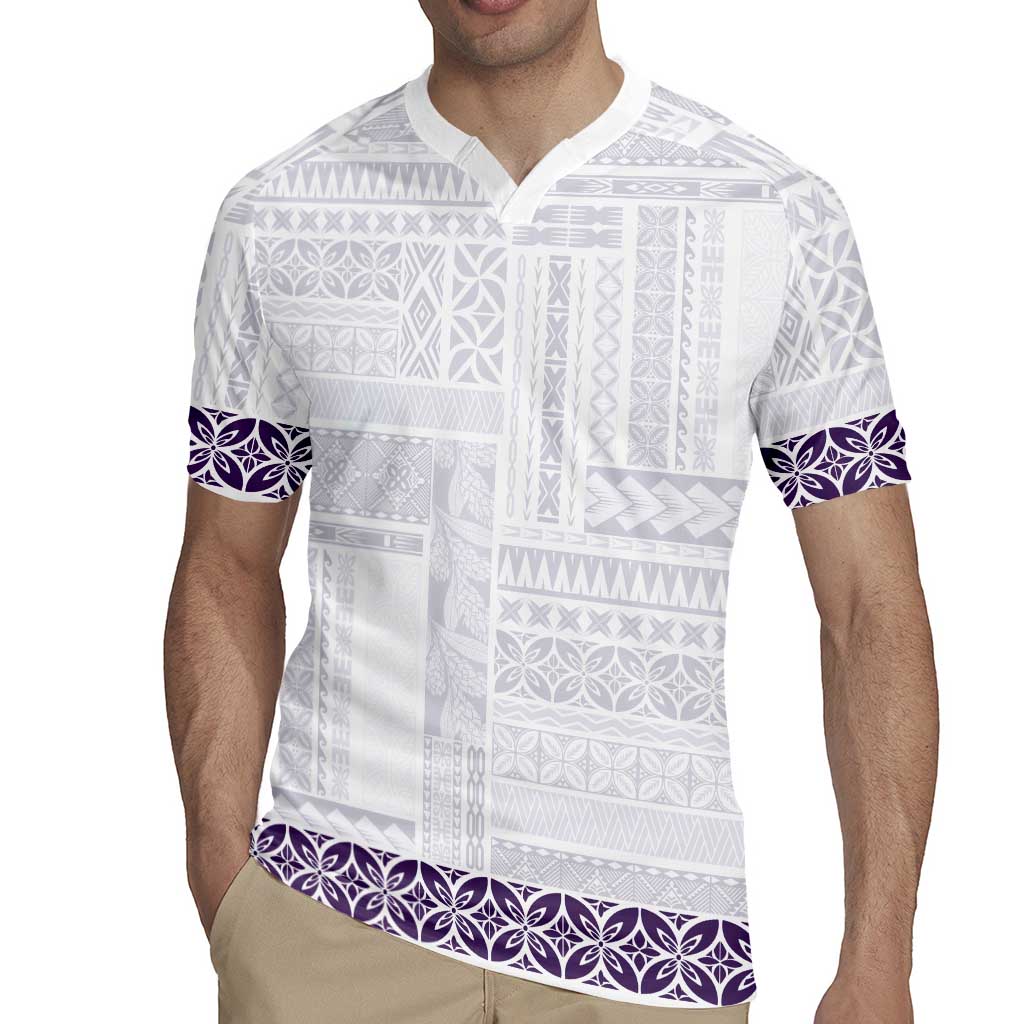 Samoa Siapo Purple Trimmed Rugby Jersey Samoa White Sunday LT01 - Polynesian Pride