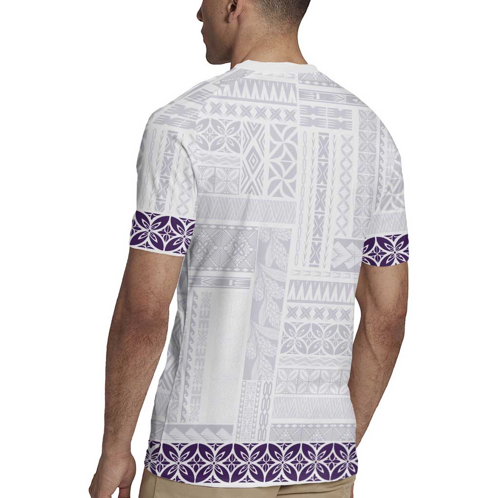Samoa Siapo Purple Trimmed Rugby Jersey Samoa White Sunday LT01 - Polynesian Pride