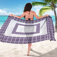 Samoa Siapo Purple Trimmed Sarong Samoa White Sunday - Polynesian Pride