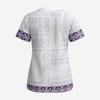 Samoa Siapo Purple Trimmed Scrub Top Samoa White Sunday - Polynesian Pride