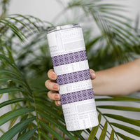 Samoa Siapo Purple Trimmed Skinny Tumbler Samoa White Sunday - Polynesian Pride
