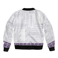 Samoa Siapo Purple Trimmed Sleeve Zip Bomber Jacket Samoa White Sunday - Polynesian Pride