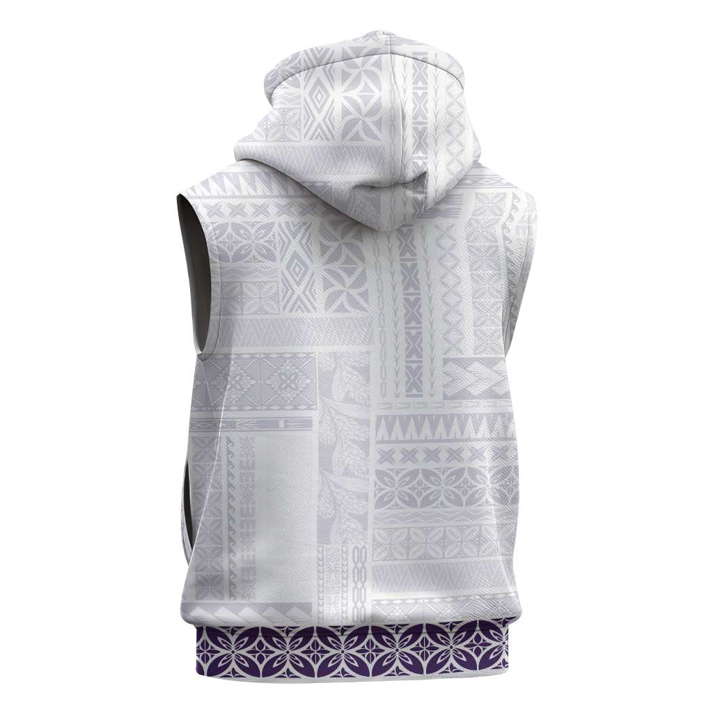 Samoa Siapo Purple Trimmed Sleeveless Hoodie Samoa White Sunday - Polynesian Pride