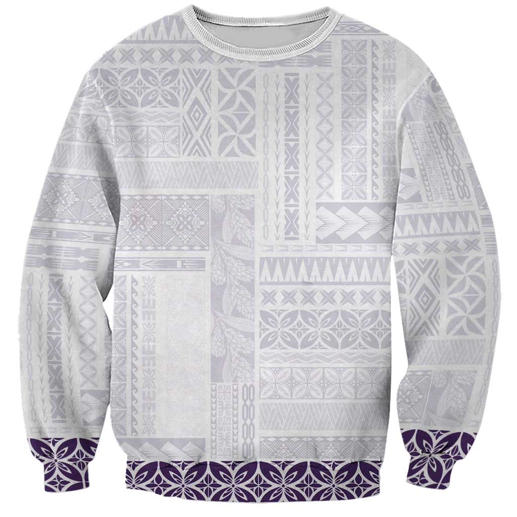 Samoa Siapo Purple Trimmed Sweatshirt Samoa White Sunday - Polynesian Pride