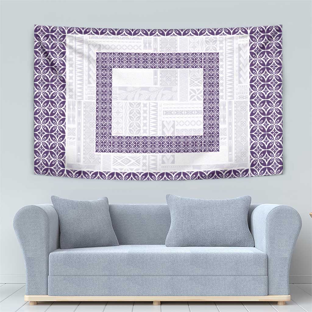 Samoa Siapo Purple Trimmed Tapestry Samoa White Sunday - Polynesian Pride