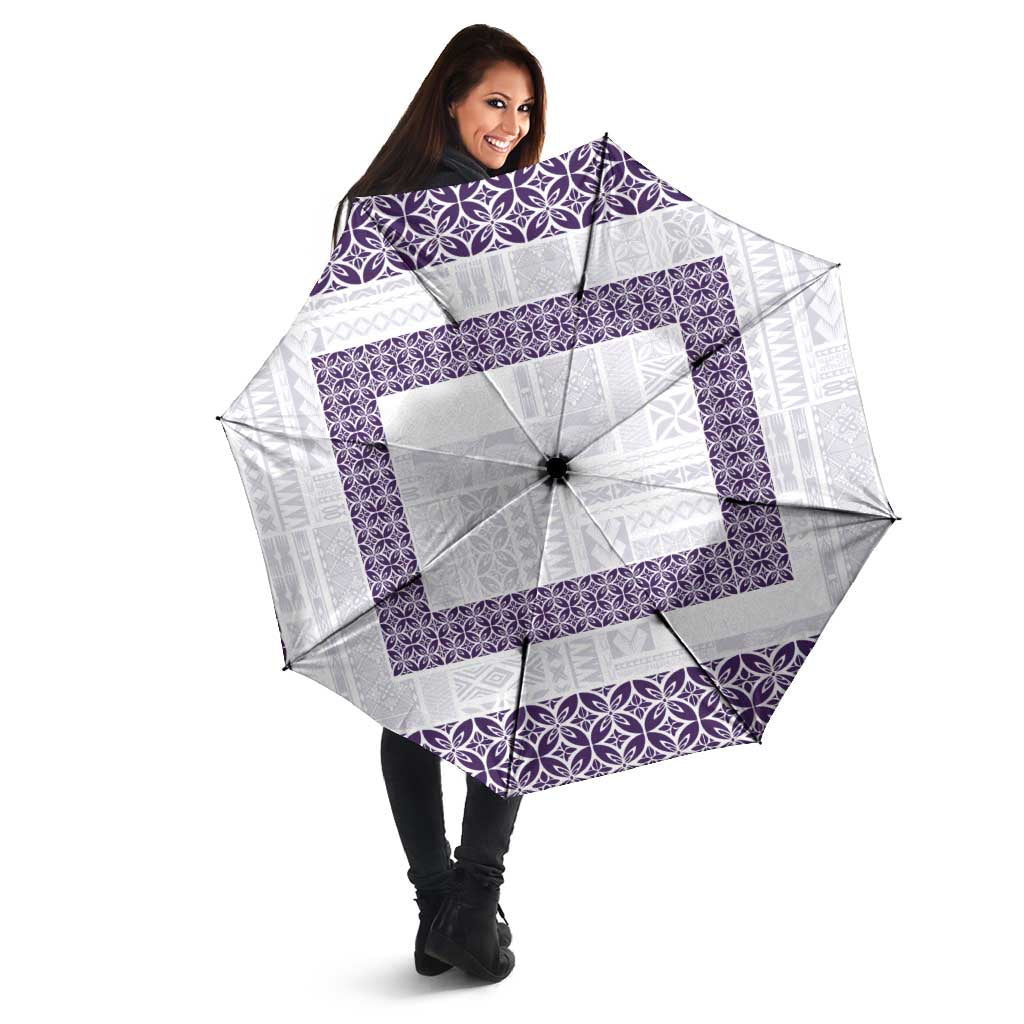 Samoa Siapo Purple Trimmed Umbrella Samoa White Sunday - Polynesian Pride