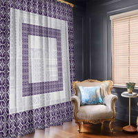 Samoa Siapo Purple Trimmed Window Curtain Samoa White Sunday - Polynesian Pride