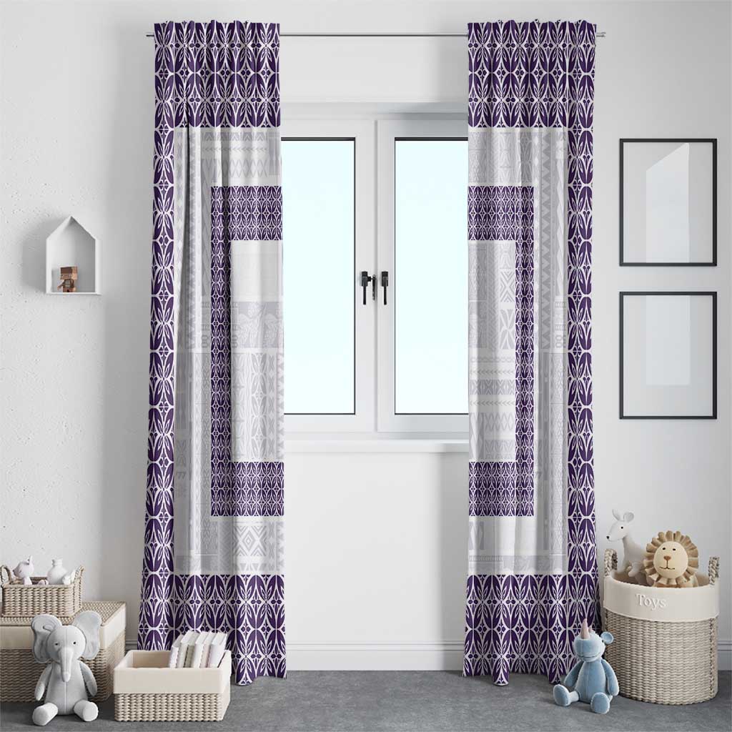 Samoa Siapo Purple Trimmed Window Curtain Samoa White Sunday - Polynesian Pride