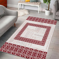 Samoa Siapo Red Trimmed Area Rug Samoa White Sunday - Polynesian Pride