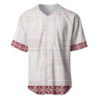 Samoa Siapo Red Trimmed Baseball Jersey Samoa White Sunday - Polynesian Pride